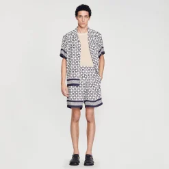 Homem Sandro Paris Bermuda Com Estampa Square Cross