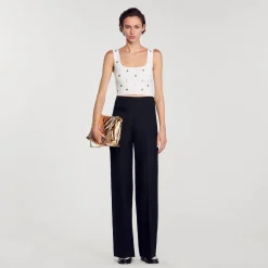 Mulheres Sandro Paris Bralette De Malha Com Pingentes