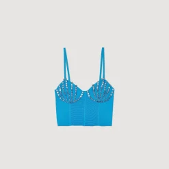 Mulheres Sandro Paris Bustier Com Conchas De Strass