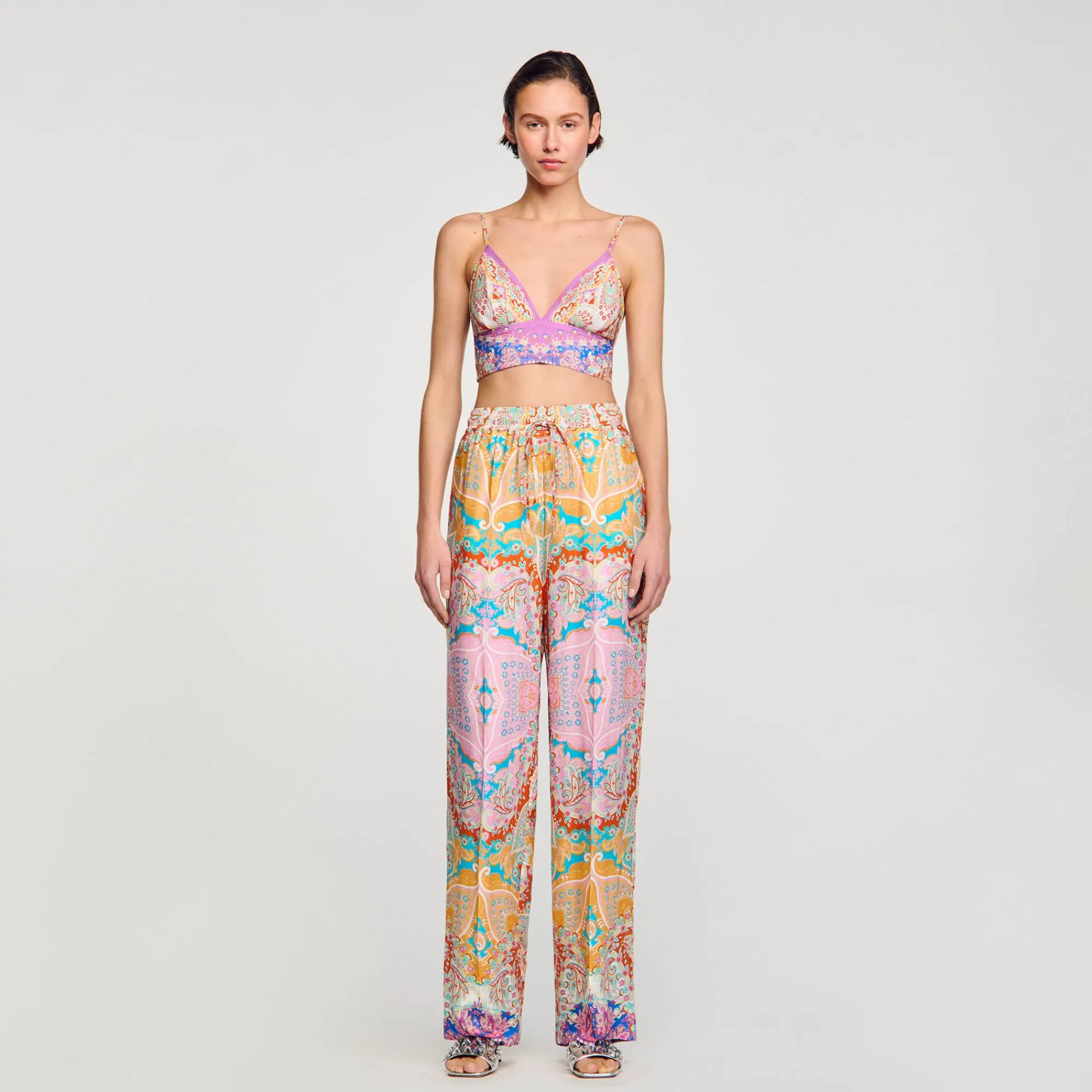 Mulheres Sandro Paris Calça Fluida Estampada