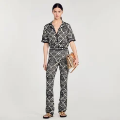 Mulheres Sandro Paris Calça Jacquard Com Flores