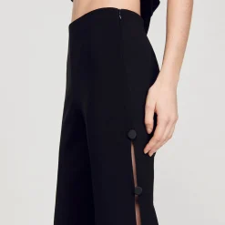 Mulheres Sandro Paris Calça Larga A Ceu Aberto Na Lateral