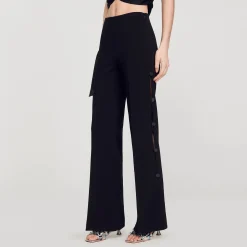 Mulheres Sandro Paris Calça Larga A Ceu Aberto Na Lateral