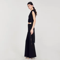 Mulheres Sandro Paris Calça Larga A Ceu Aberto Na Lateral