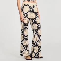 Mulheres Sandro Paris Calças De Malha De Croche