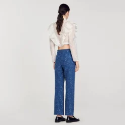 Mulheres Sandro Paris Calças De Malha Extravagantes