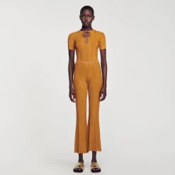 Mulheres Sandro Paris Calças De Malha Metalica