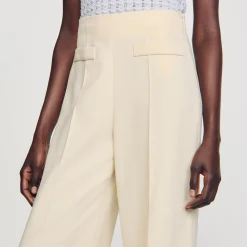 Mulheres Sandro Paris Calças Largas Com Pregas