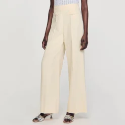 Mulheres Sandro Paris Calças Largas Com Pregas