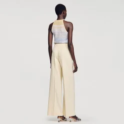 Mulheres Sandro Paris Calças Largas Com Pregas