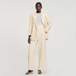 Mulheres Sandro Paris Calças Largas Com Pregas