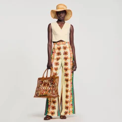 Mulheres Sandro Paris Calças Largas Estampadas