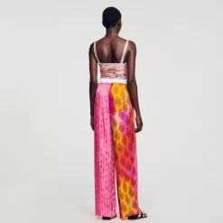 Mulheres Sandro Paris Calças Largas Estampadas