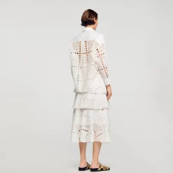 Mulheres Sandro Paris Camisa Com Bordado Ingles