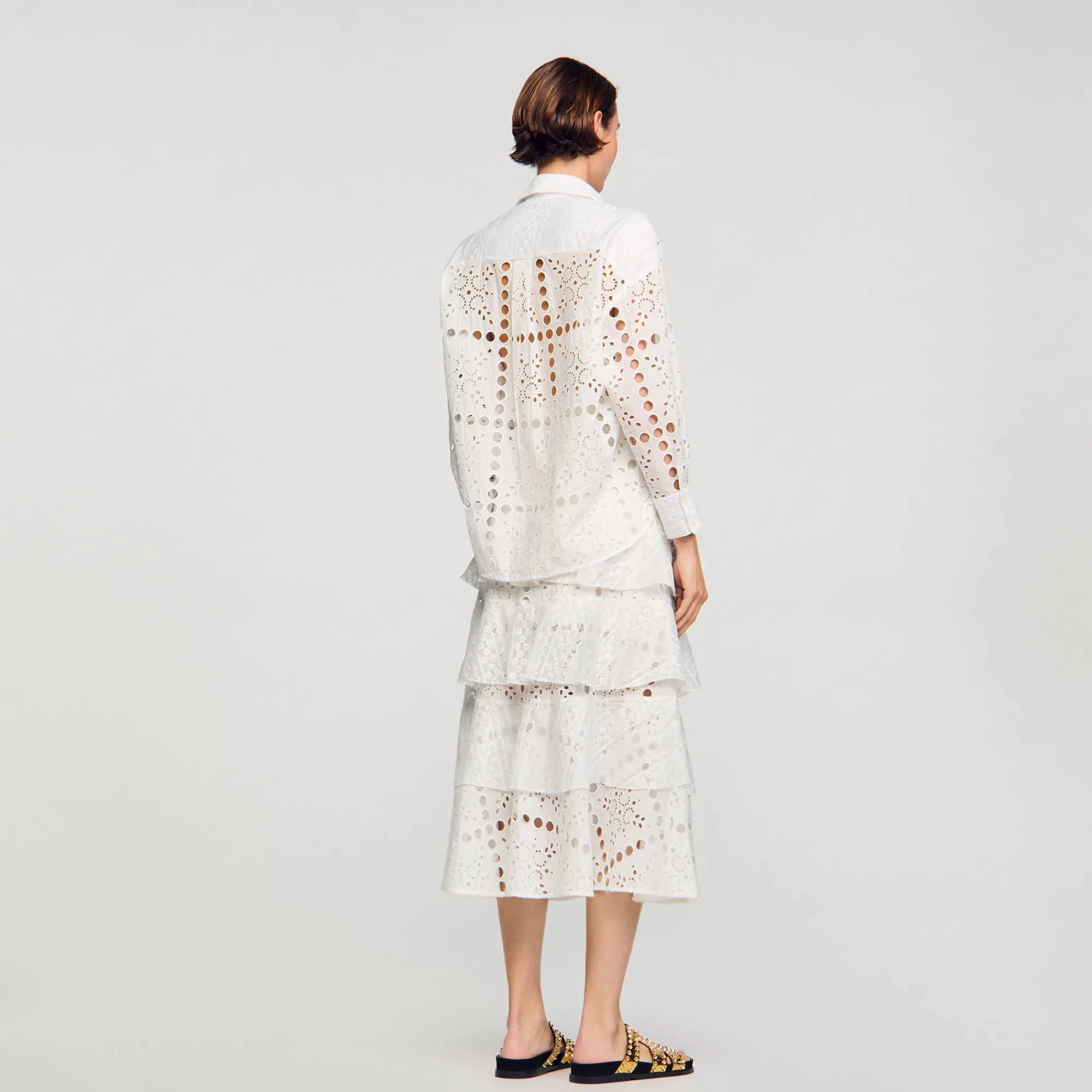 Mulheres Sandro Paris Camisa Com Bordado Ingles