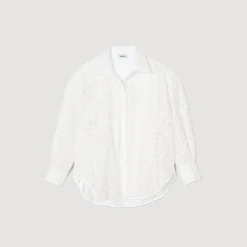 Mulheres Sandro Paris Camisa Com Bordado Ingles