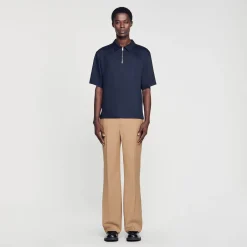 Homem Sandro Paris Camisa Com Ziper No Pescoco