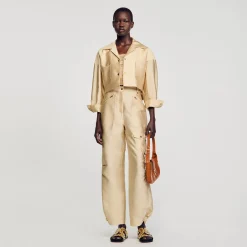 Mulheres Sandro Paris Camisa Curta De Cetim