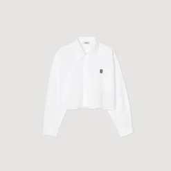 Mulheres Sandro Paris Camisa Curta De Popelina