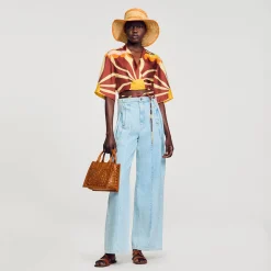 Mulheres Sandro Paris Camisa Curta Estampada