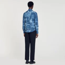 Homem Sandro Paris Camisa De Algodao Com Estampa De Retalhos