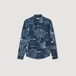 Homem Sandro Paris Camisa De Algodao Com Estampa De Retalhos