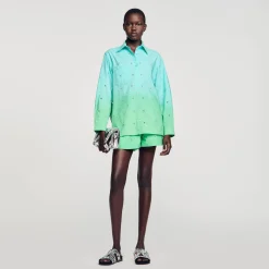 Mulheres Sandro Paris Camisa Dip Dye Com Strass