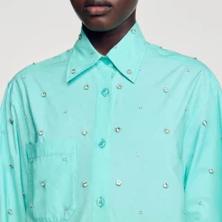 Mulheres Sandro Paris Camisa Dip Dye Com Strass