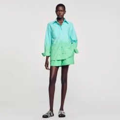 Mulheres Sandro Paris Camisa Dip Dye Com Strass