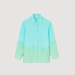 Mulheres Sandro Paris Camisa Dip Dye Com Strass