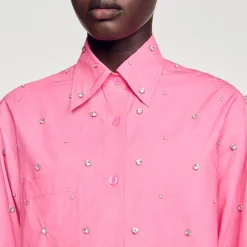 Mulheres Sandro Paris Camisa Dip Dye Com Strass