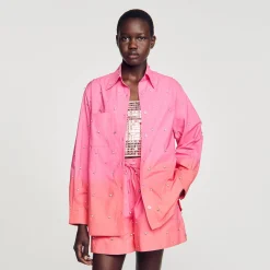 Mulheres Sandro Paris Camisa Dip Dye Com Strass