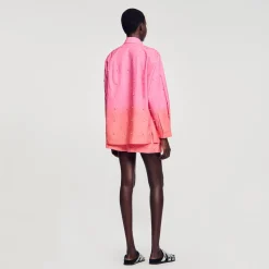 Mulheres Sandro Paris Camisa Dip Dye Com Strass