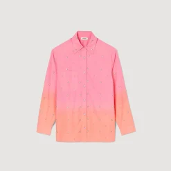 Mulheres Sandro Paris Camisa Dip Dye Com Strass