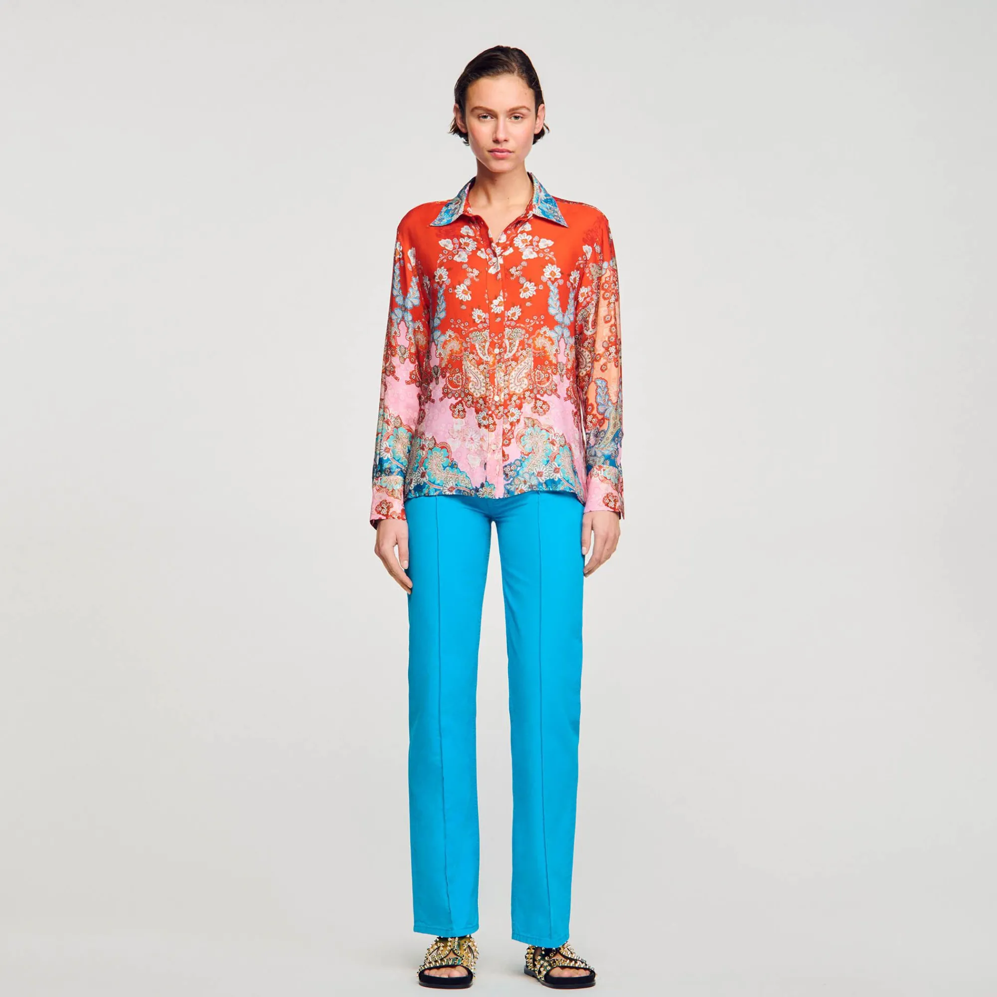 Mulheres Sandro Paris Camisa Estampada