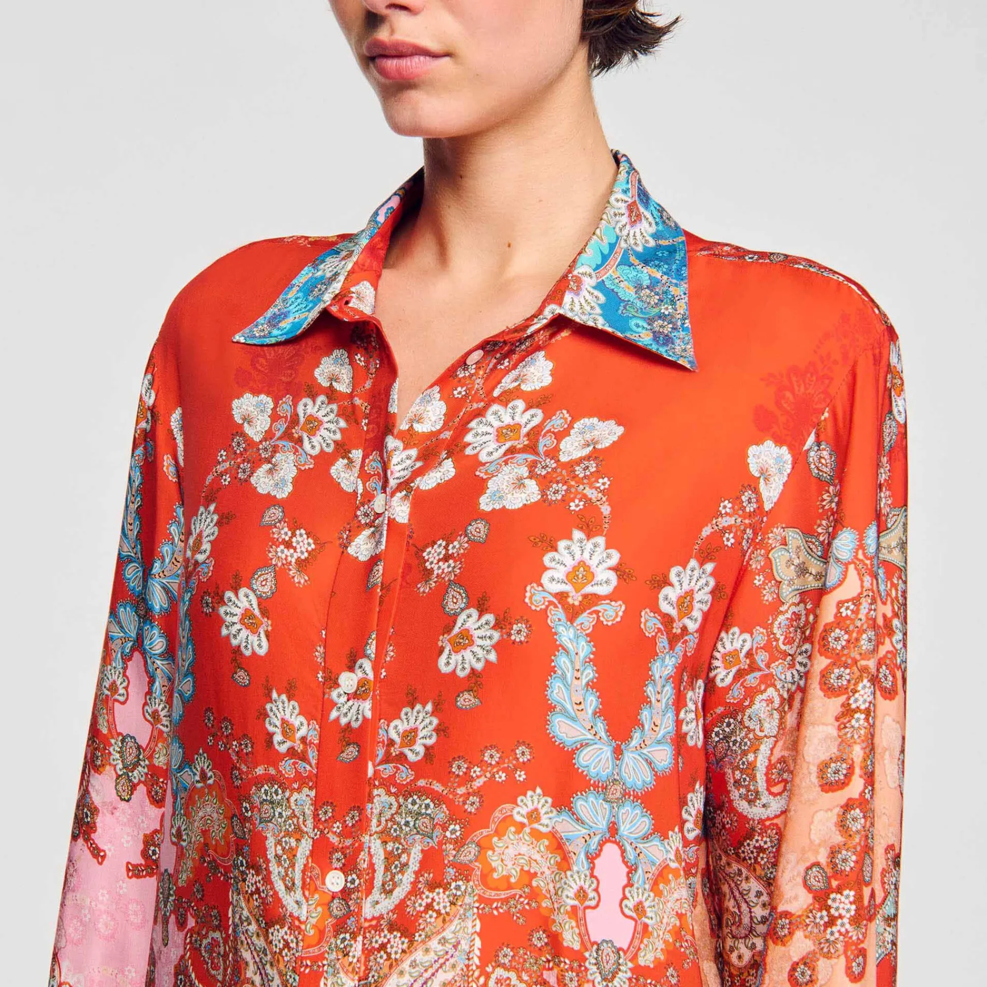 Mulheres Sandro Paris Camisa Estampada