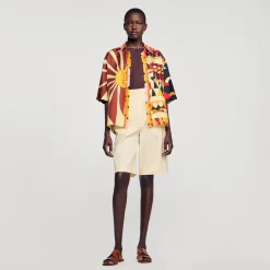 Mulheres Sandro Paris Camisa Fluida Estampada