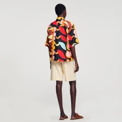 Mulheres Sandro Paris Camisa Fluida Estampada