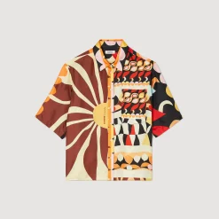 Mulheres Sandro Paris Camisa Fluida Estampada