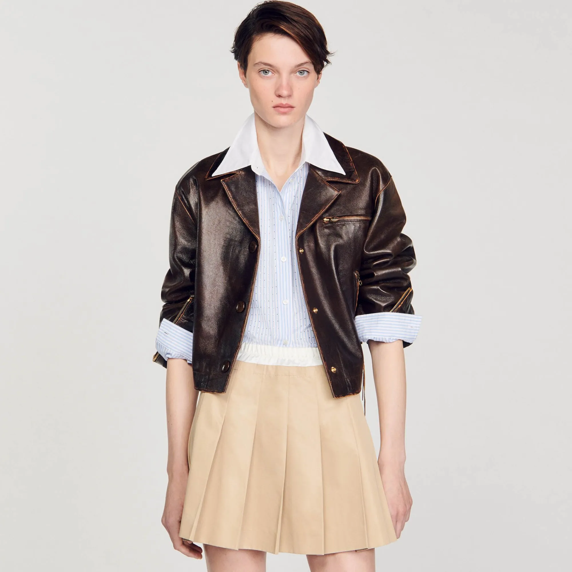 Mulheres Sandro Paris Camisa Listrada Com Strass