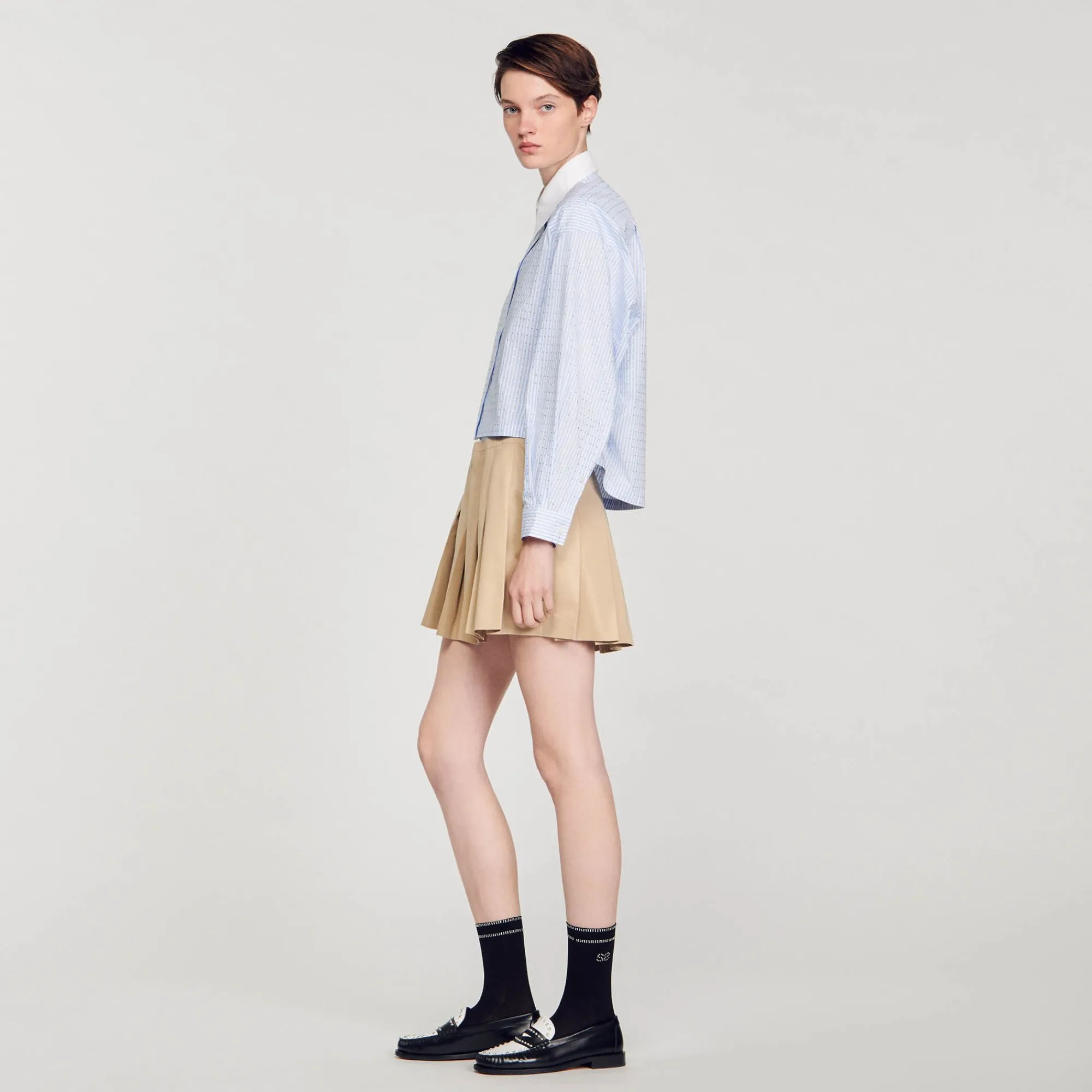 Mulheres Sandro Paris Camisa Listrada Com Strass