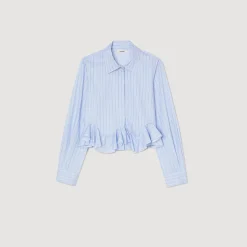 Mulheres Sandro Paris Camisa Listrada De Popeline