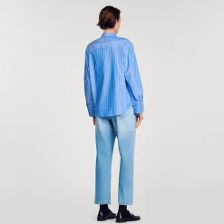 Mulheres Sandro Paris Camisa Listrada E Coracao De Diamante