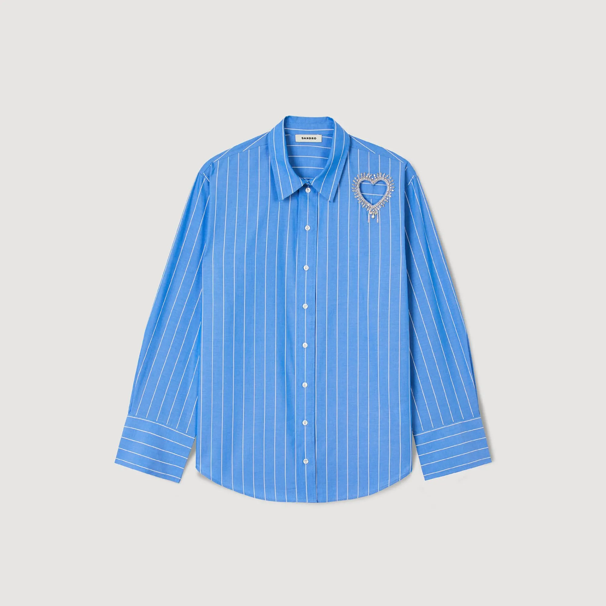 Mulheres Sandro Paris Camisa Listrada E Coracao De Diamante