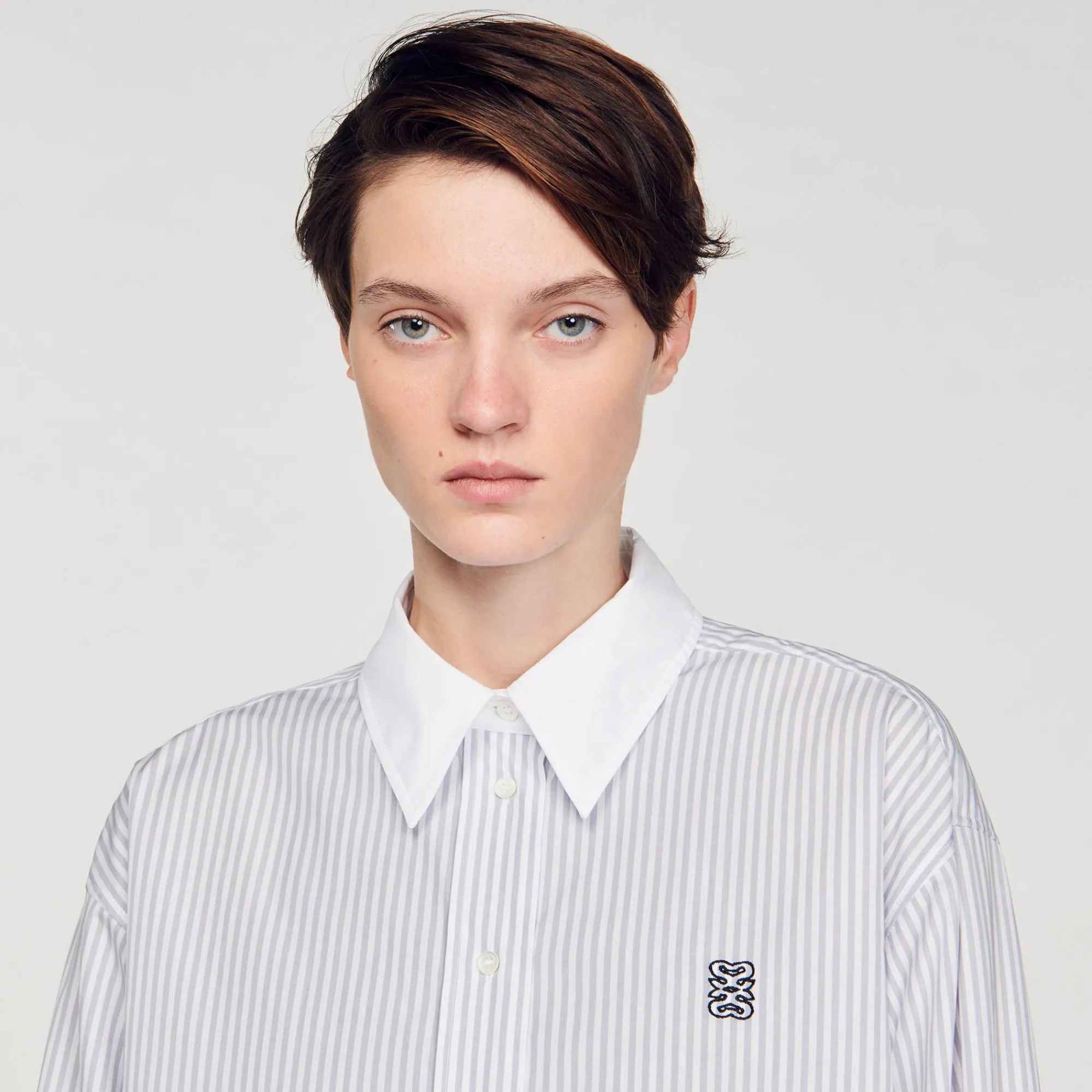 Mulheres Sandro Paris Camisa Listrada Grande