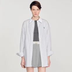 Mulheres Sandro Paris Camisa Listrada Grande