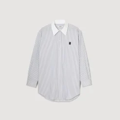 Mulheres Sandro Paris Camisa Listrada Grande