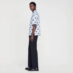 Homem Sandro Paris Camisa Manga Curta Flor Cruzada