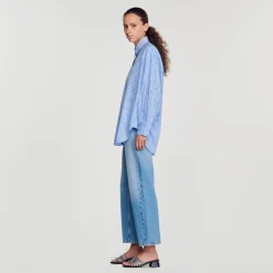 Mulheres Sandro Paris Camisa Oversized Com Strass