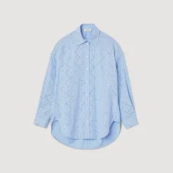 Mulheres Sandro Paris Camisa Oversized Com Strass